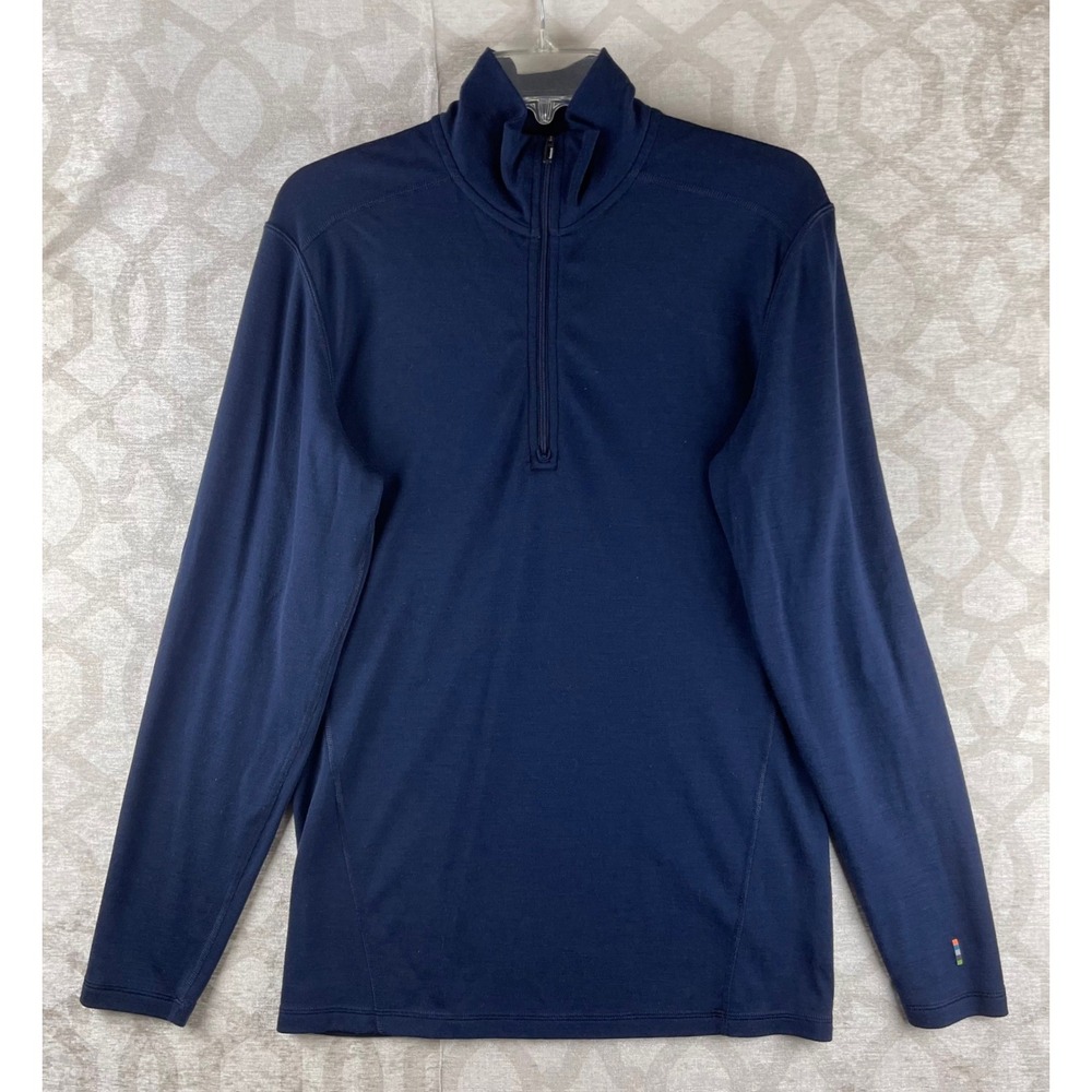 Smartwool Merino 250 Mens M Navy Blue Quarter Zip Base Layer 100% Wool Top